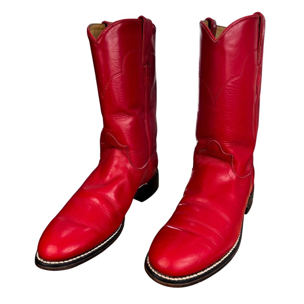 Vintage Tony Lama Women’s Red Leather Roper Cowgirl Boots Size US 6 - Picture 6 of 11
